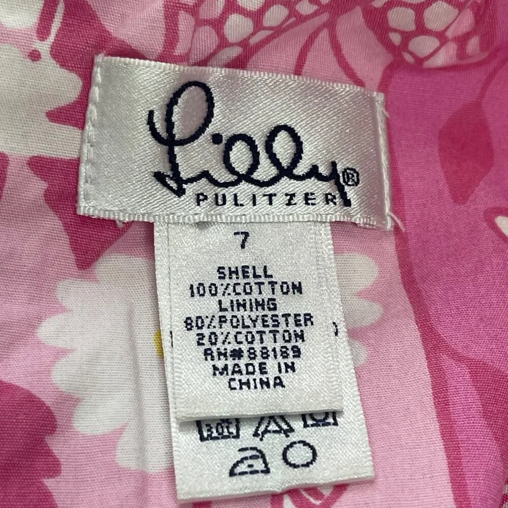 Vintage Lilly Pulitzer Classic Shift Dress‎ Girls Size 7 White Label 100% Cotton